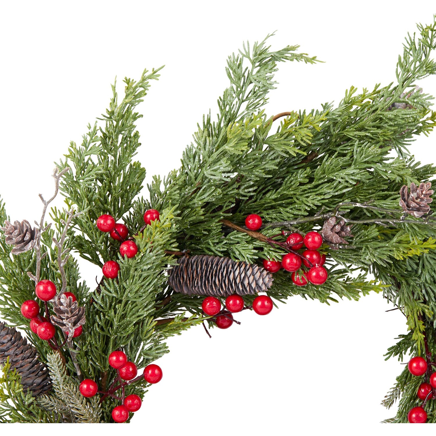 Sweeping Bauble and Red Berry Wreath - Green & Red Image 3