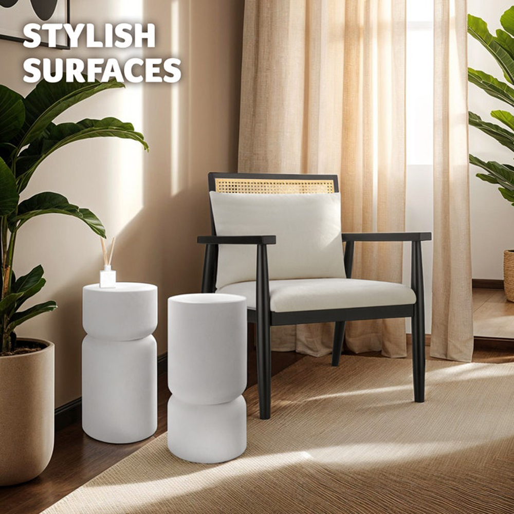 tectake Amine White Weatherproof Bedside Table Set of 2 Image 5