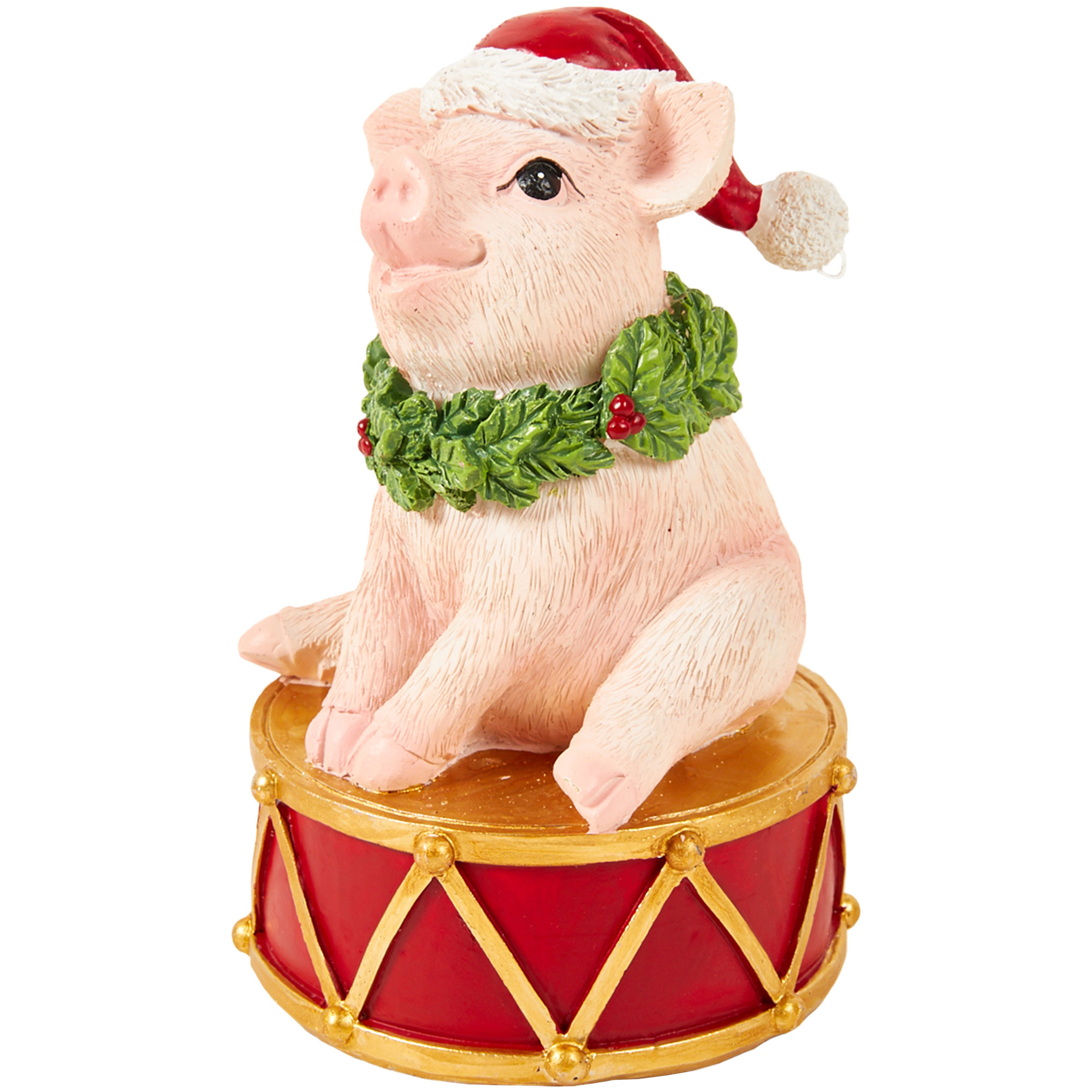 Christmas Pig Sat On A Drum - Pink Image 2