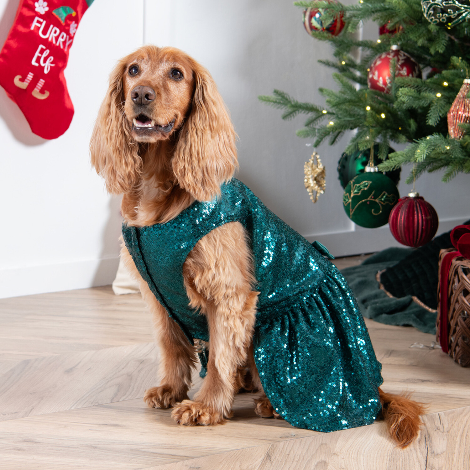 Sparkly Christmas Dog Dress XL Image 7