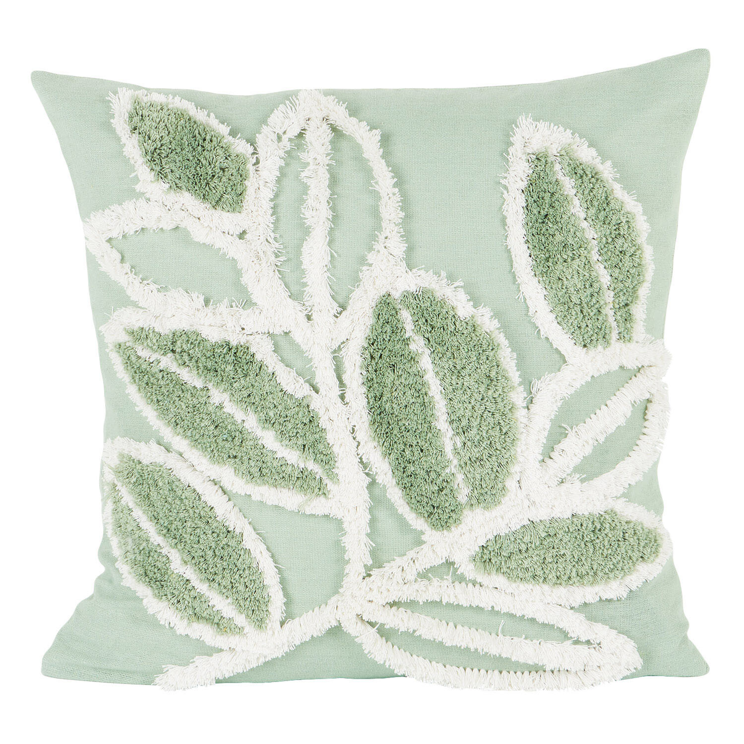 Izara Leaf Tufted Cushion - Green Image 1