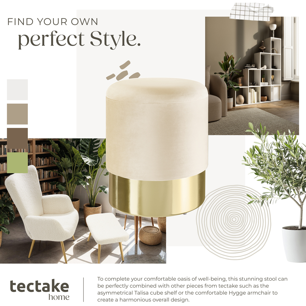 tectake Sarina Cream Padded Round Storage Stool Image 8
