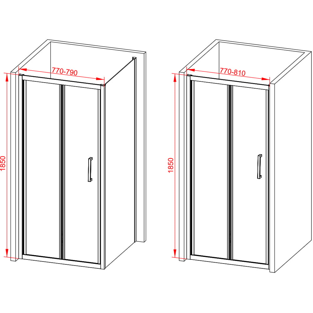 Bathstore Atlantis Black Toughened Safety Glass Bi-Fold Door 800mm Image 5