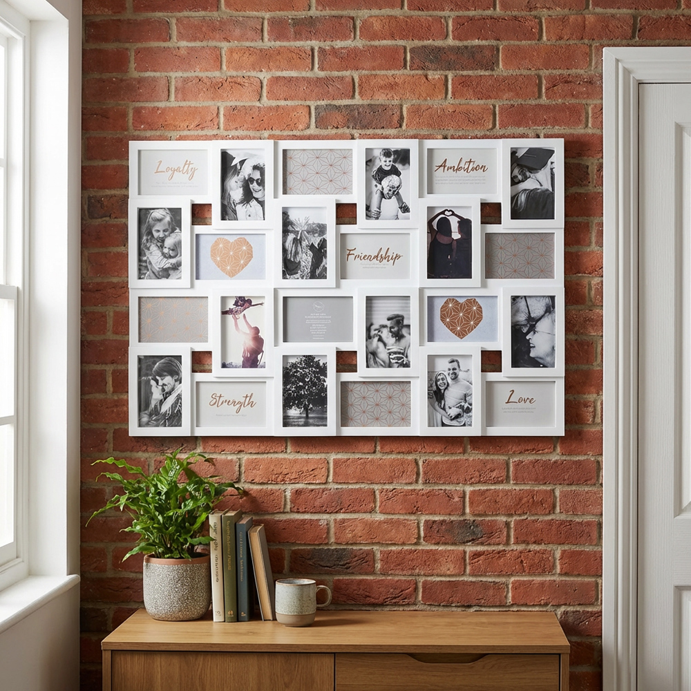 Hendon White 24 Multi Aperture Photo Frame | Homebase