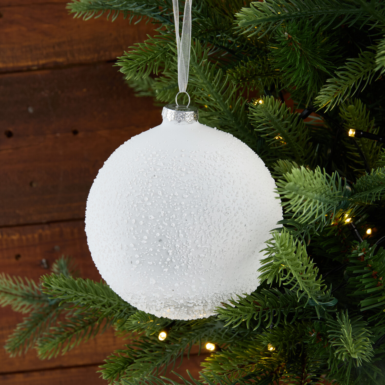 Frosted Christmas Bauble White Image 2