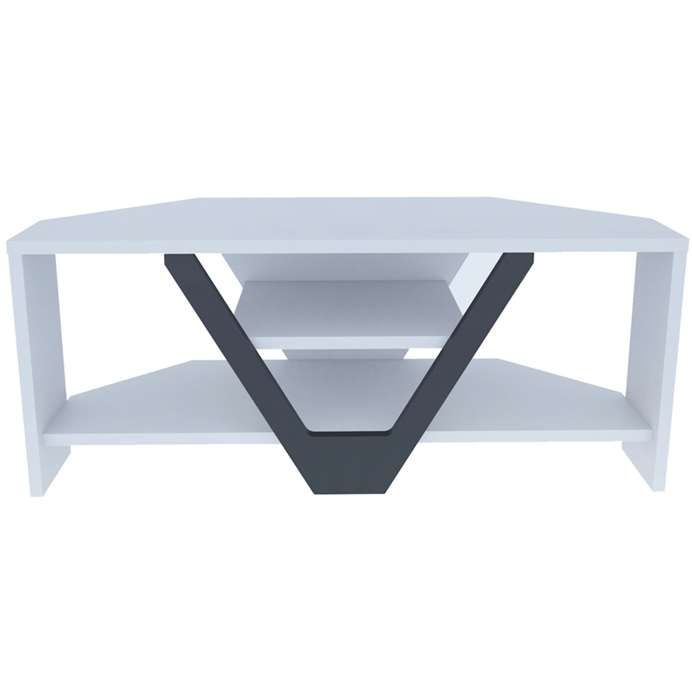 Decorotika Karin 2 Sheld Black and White Modern Corner TV Unit Image 2