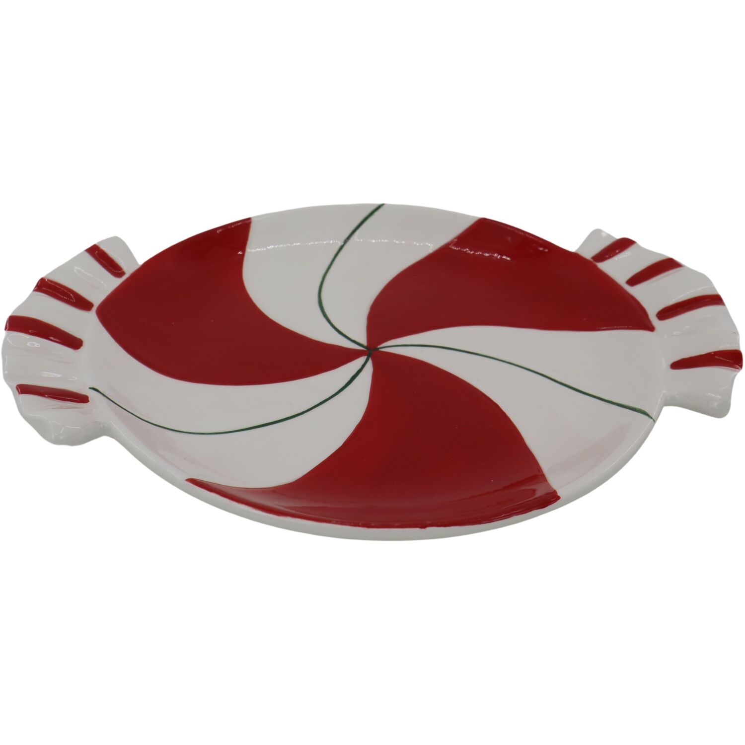 Candy Cane Plate White and Red Image 3