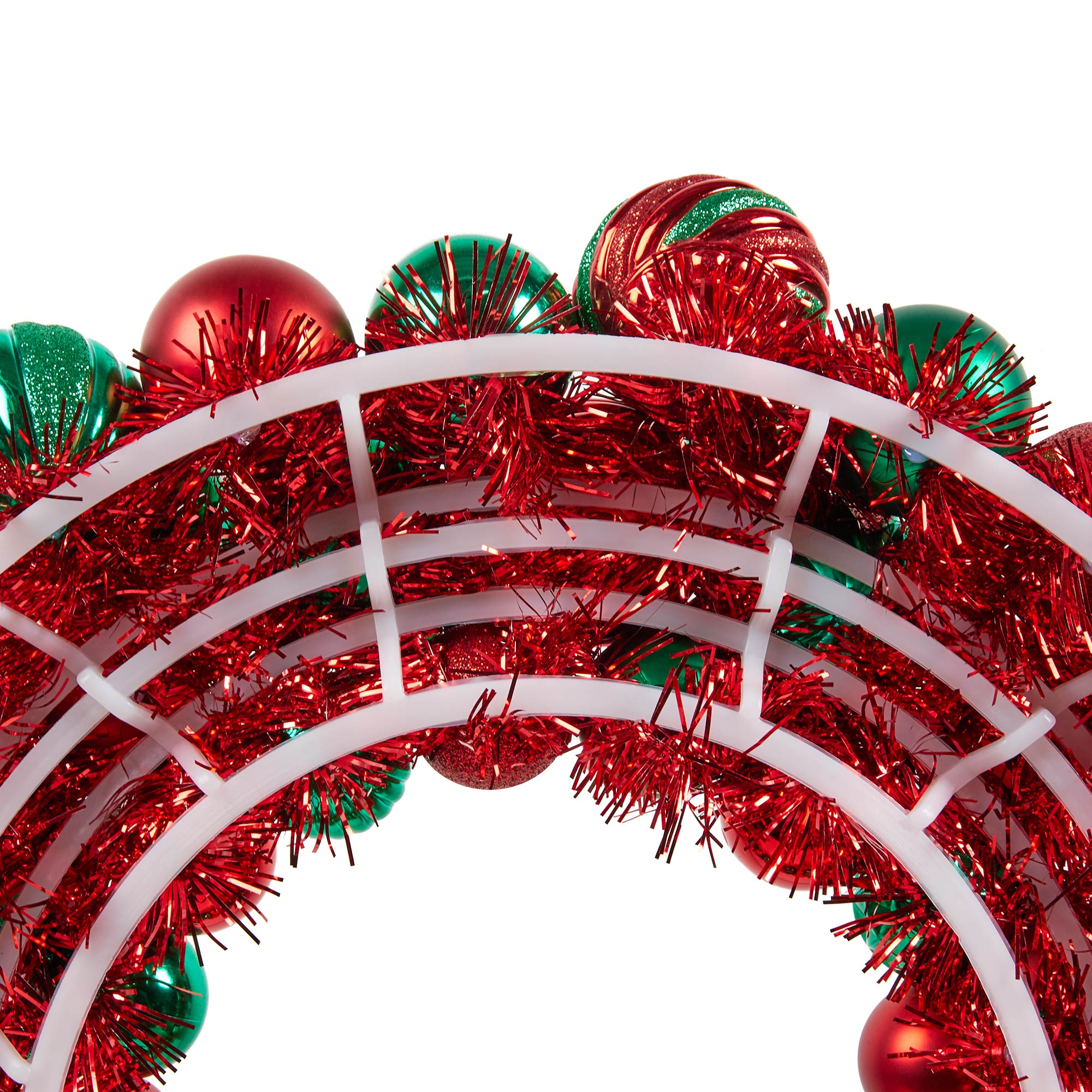 Sleigh Bells Ring Bauble Wreath - Red & Green Image 4