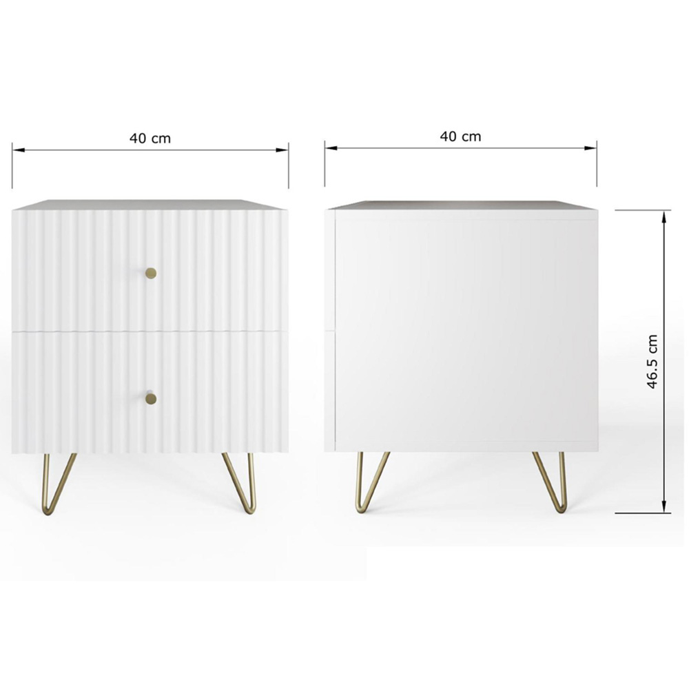 GFW Thalia 2 Drawer White Bedside Table Image 9