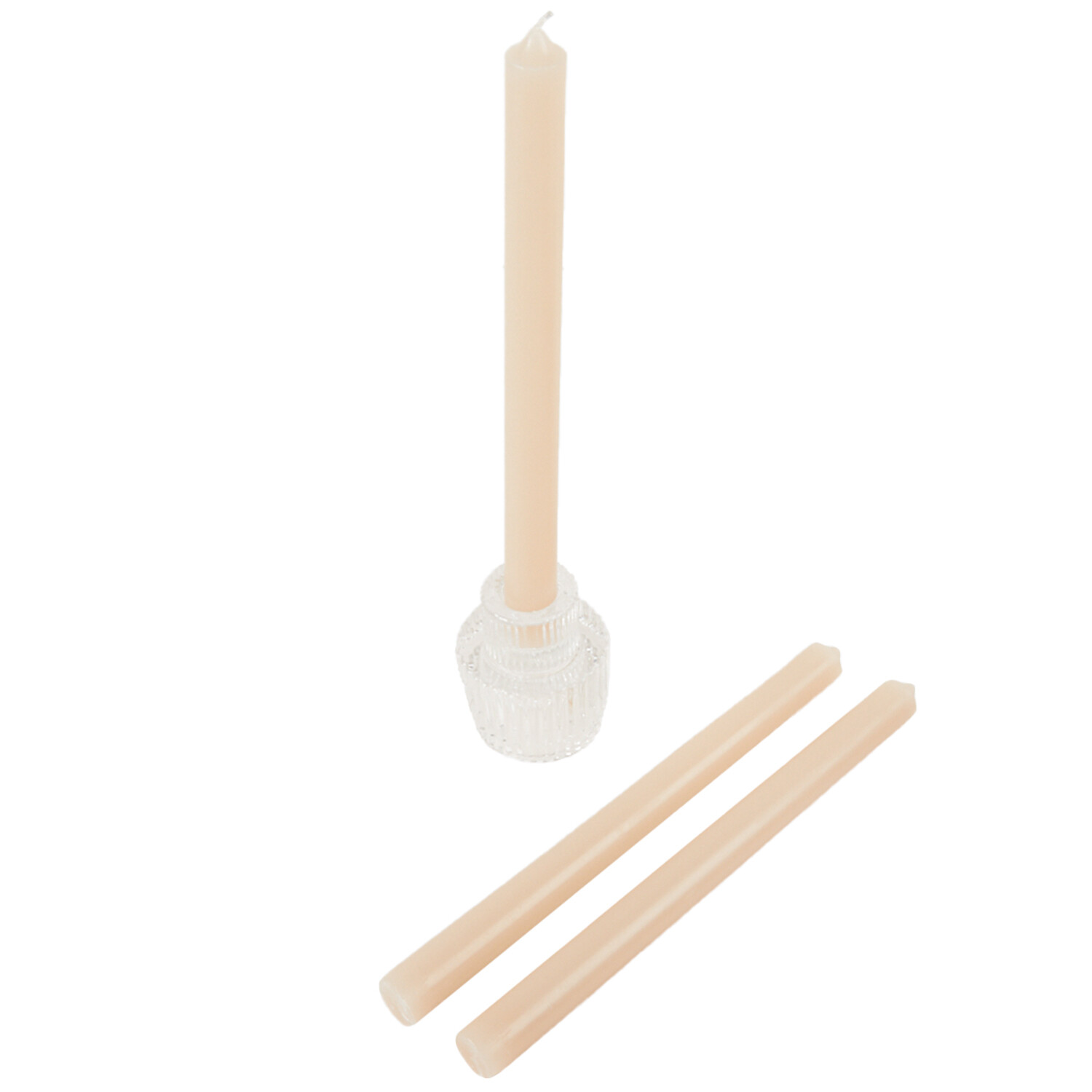 Set of 3 Taper Candles and Candle Holder - Multicolour Image 2