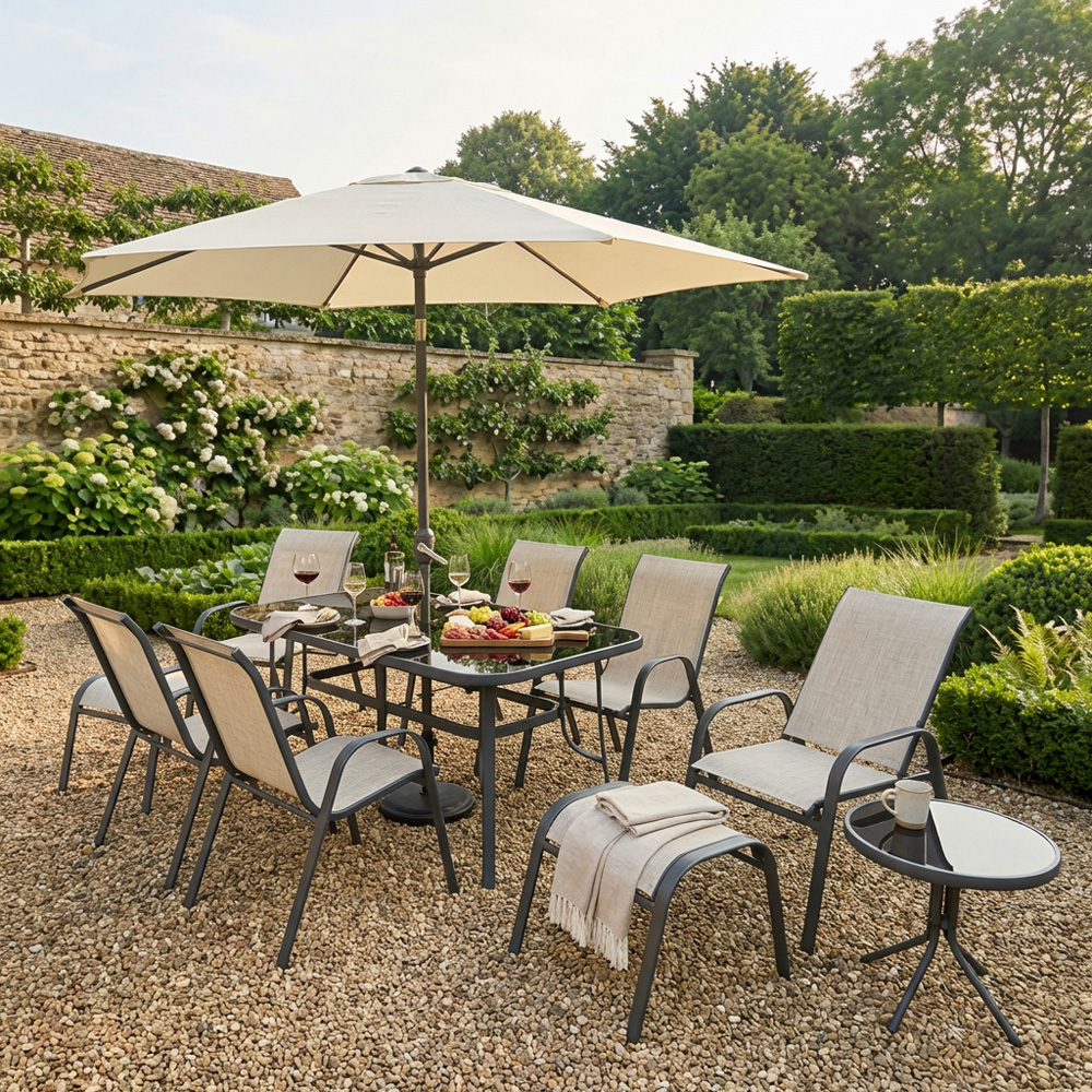 Outdoor Essentials Porto 6 Seater Textilene Dining Set Grey Image 3