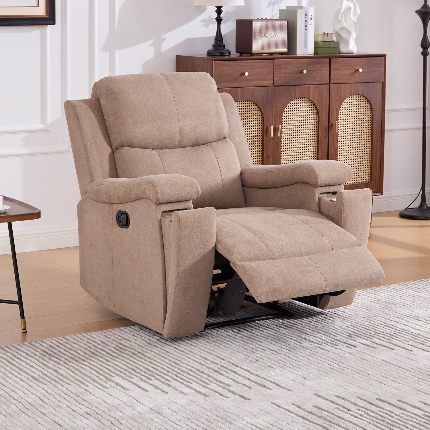 Ledbury Beige Fabric Manual Recliner Chair Image 3