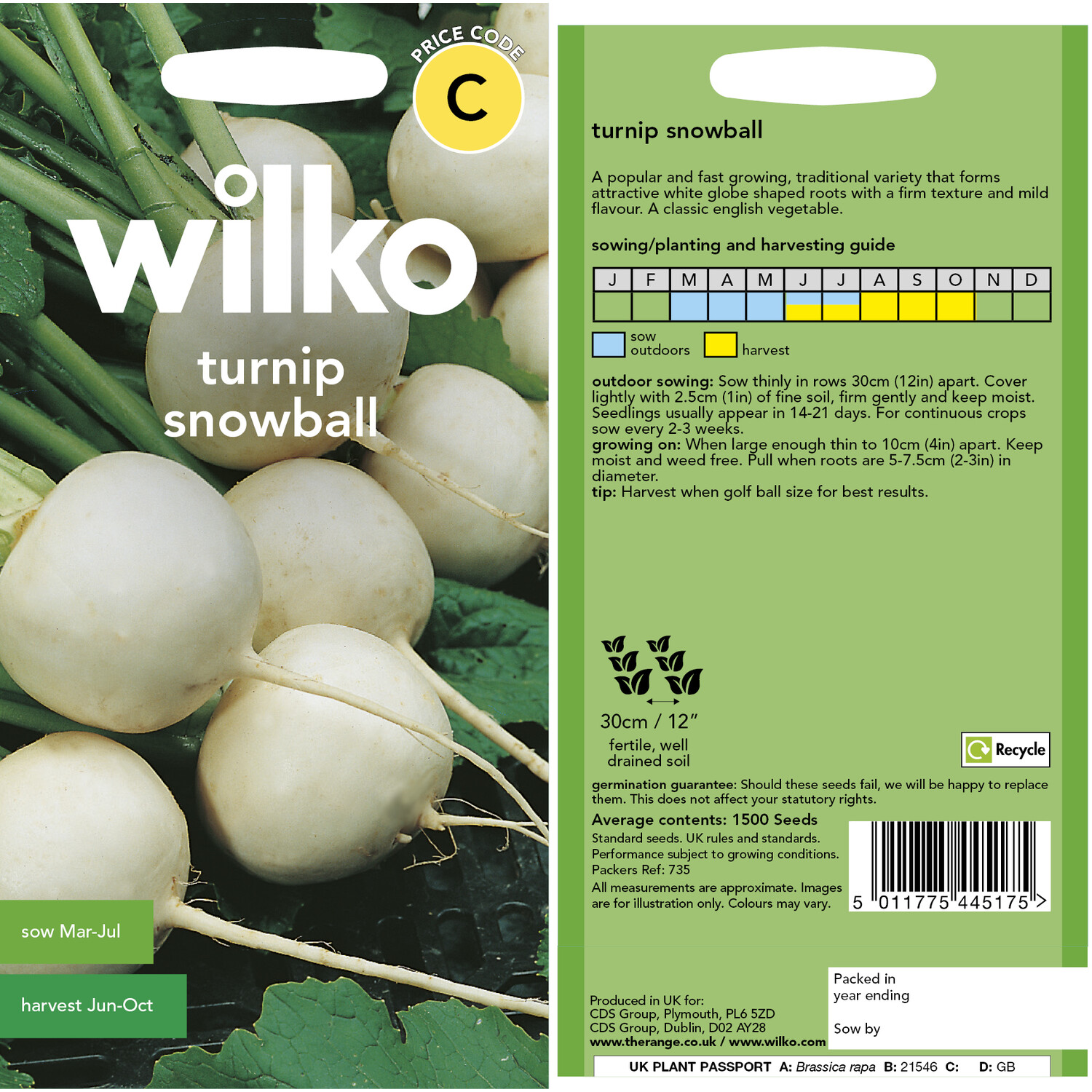 Wilko Turnip Snowball Seeds Image 3