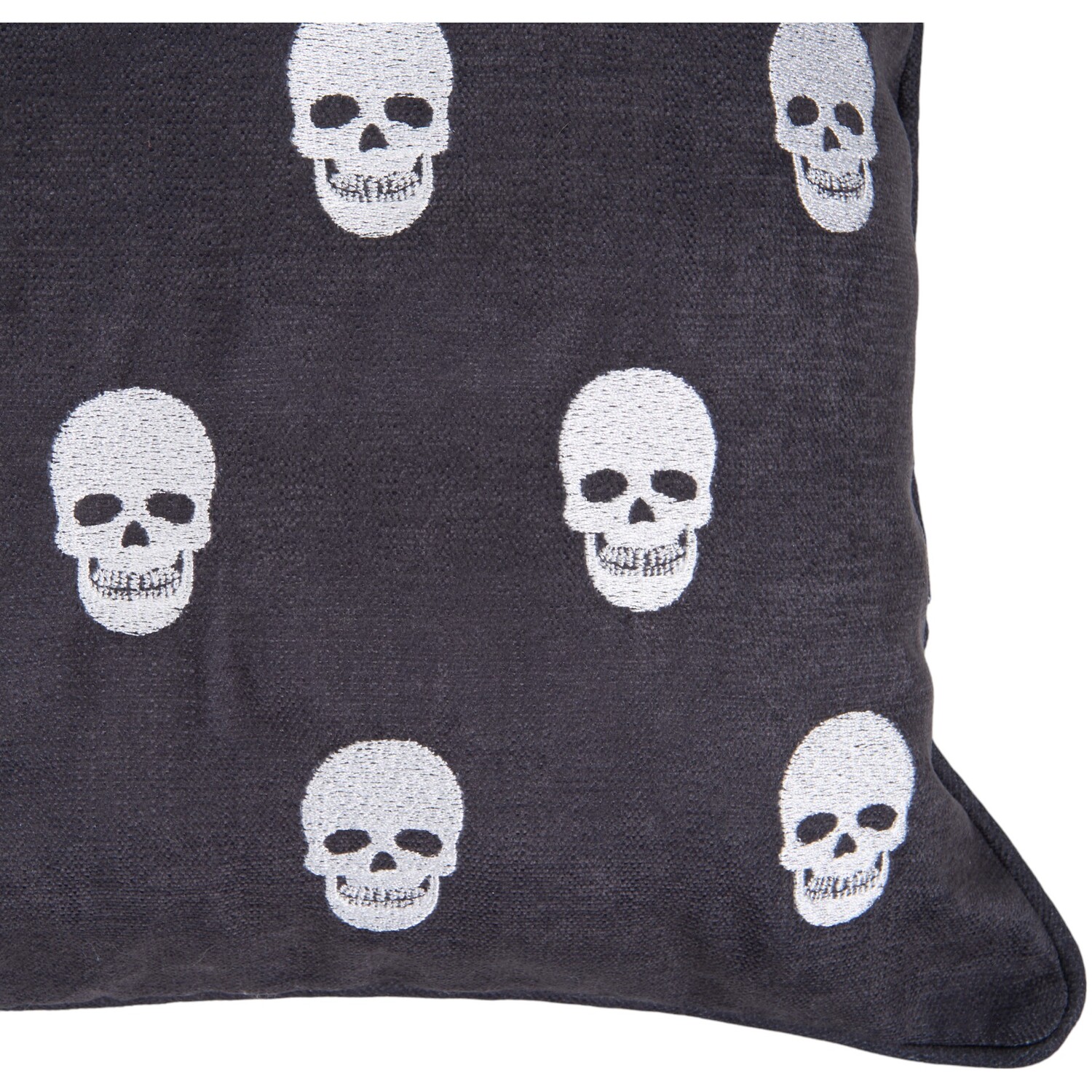 Skulls Embroidered Cushion Charcoal Image 2