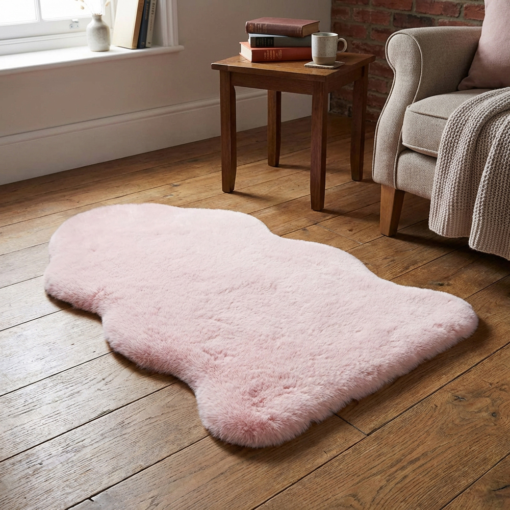 Faux Rabbit Rug Blossom Faux Rabbit Fur Rug 90 x 60cm | Homebase
