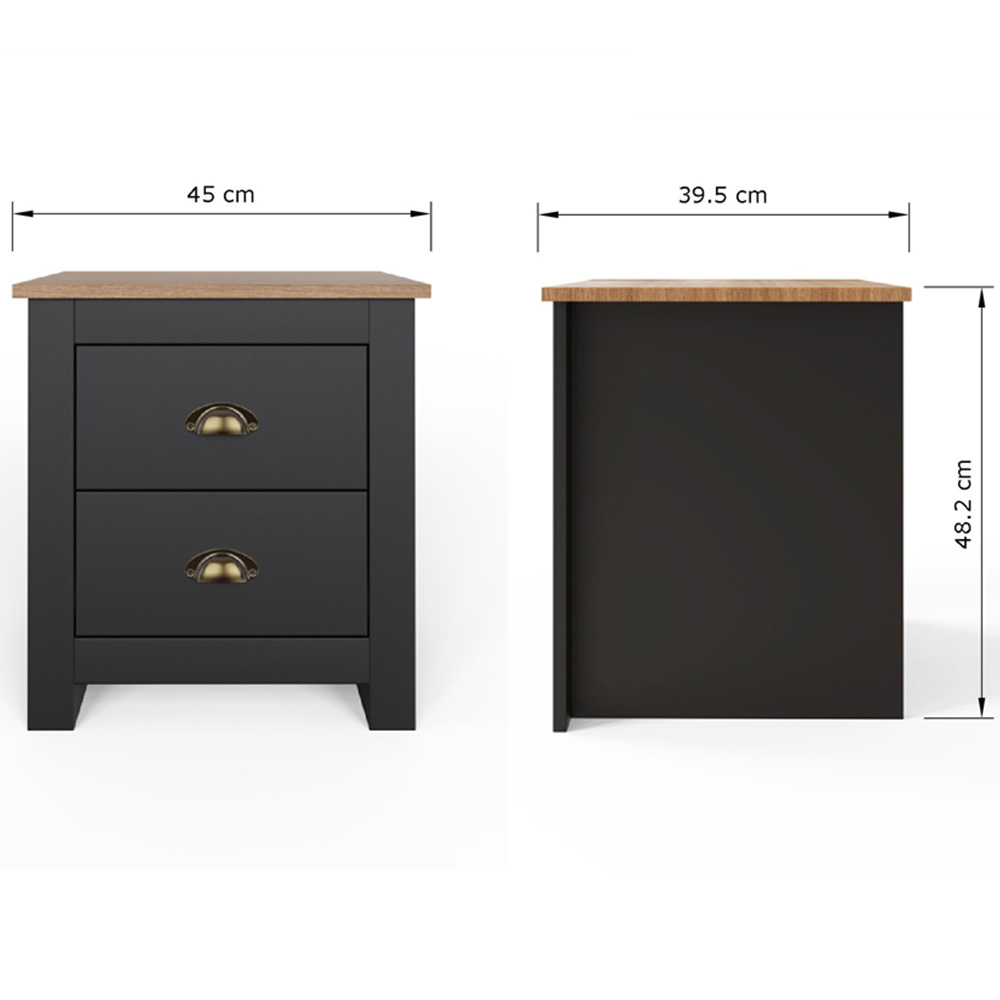 GFW Lancaster 3 Piece Black and Oak Bedroom Set Image 7