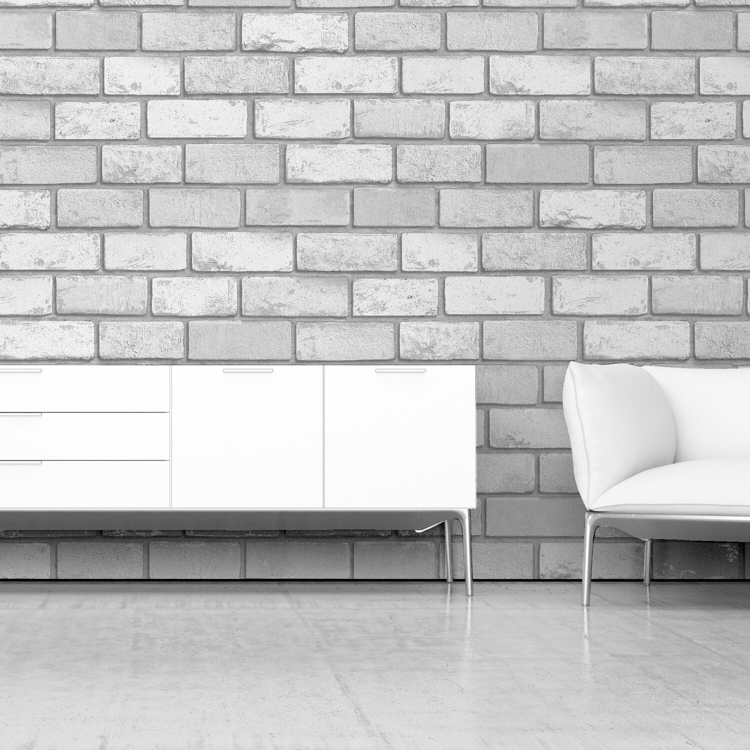 Metallic Brick Wallpaper - White Silver Image 4