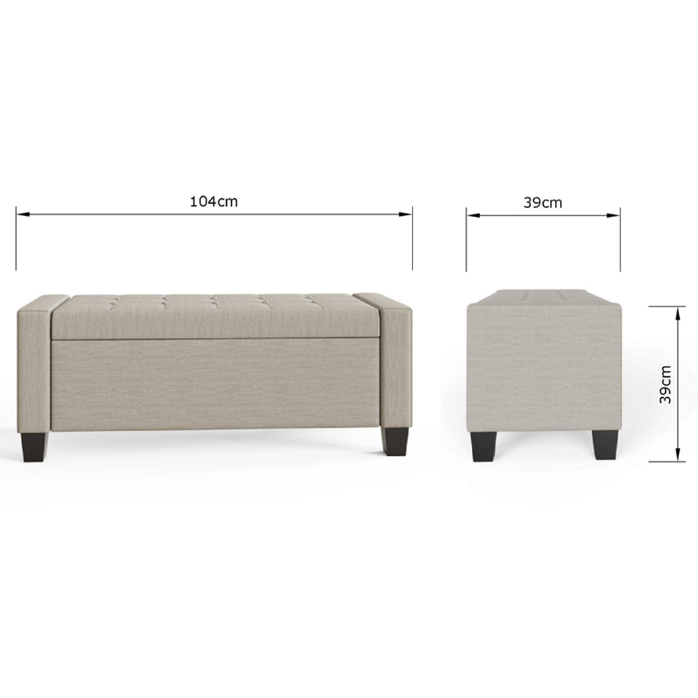 GFW Verona Natural Fabric Ottoman Storage Bench Image 8