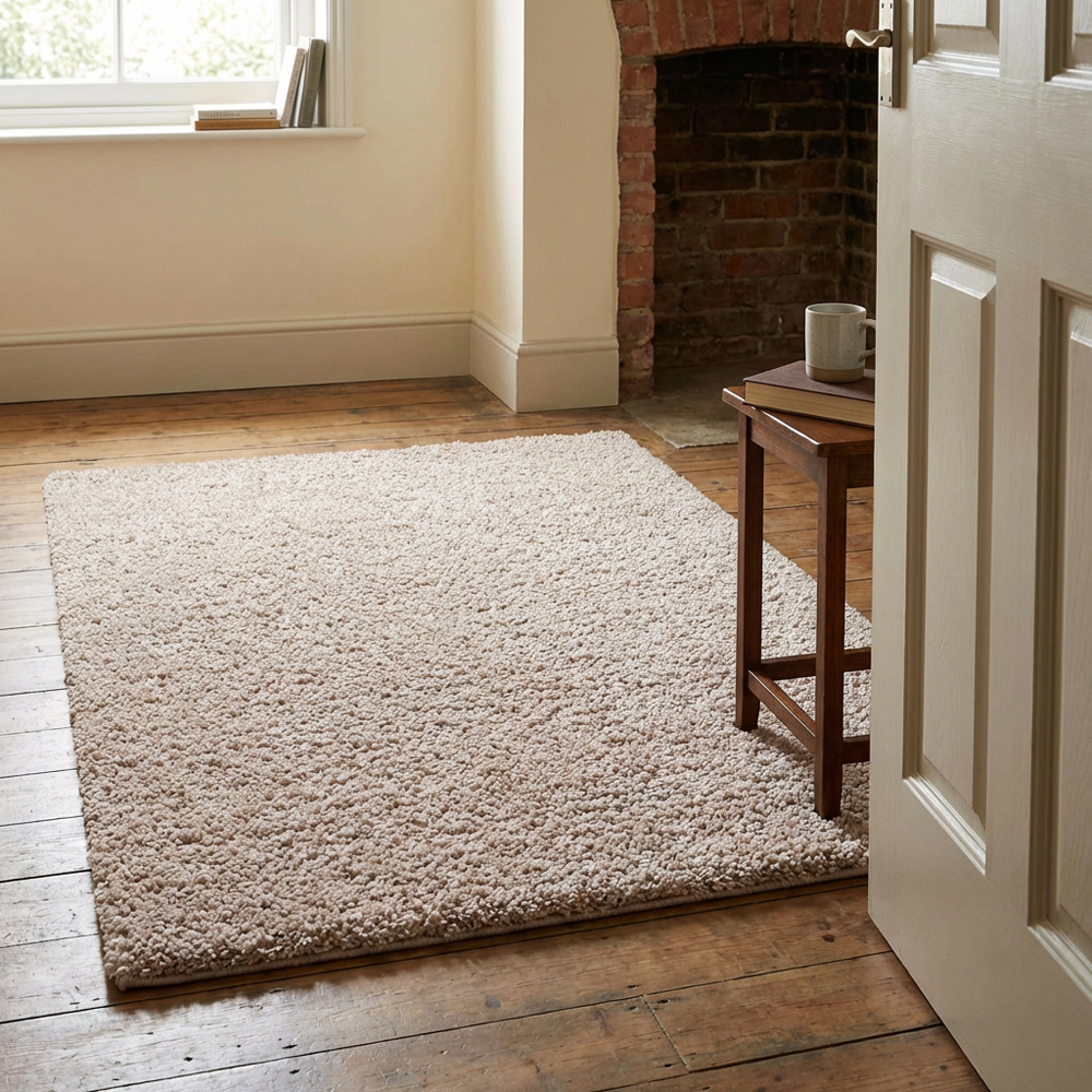 Kingston Textured Rug - Champagne / 100cm | Homebase