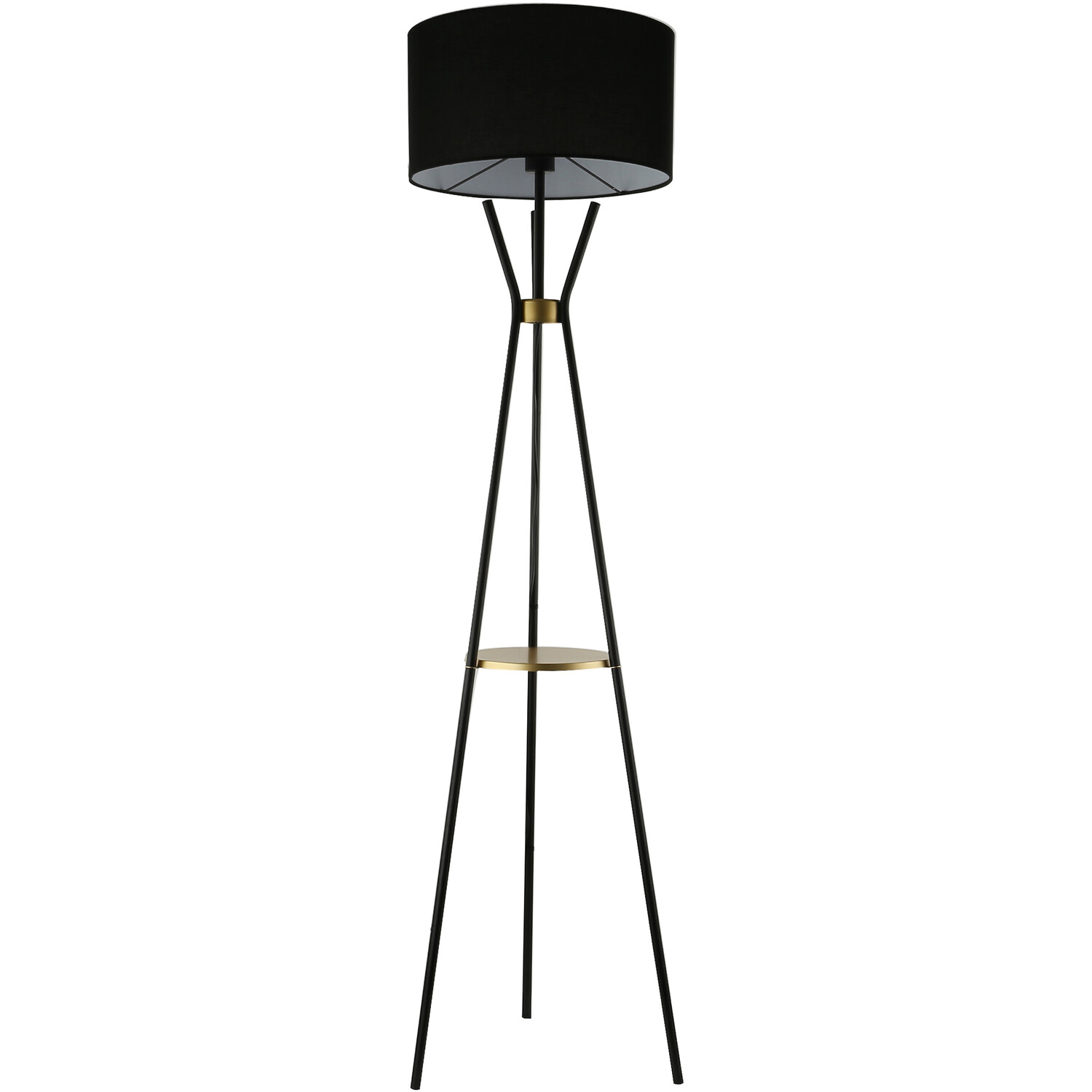 Camden Floor Lamp with Shelf - Black and Gold Image 1