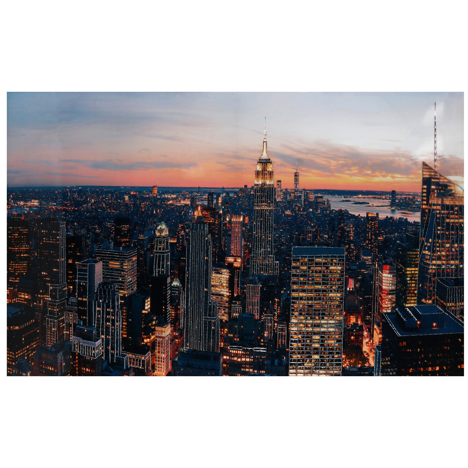 City At Dusk Glitter Gloss Canvas Wall Art 100 x 150cm Image 2