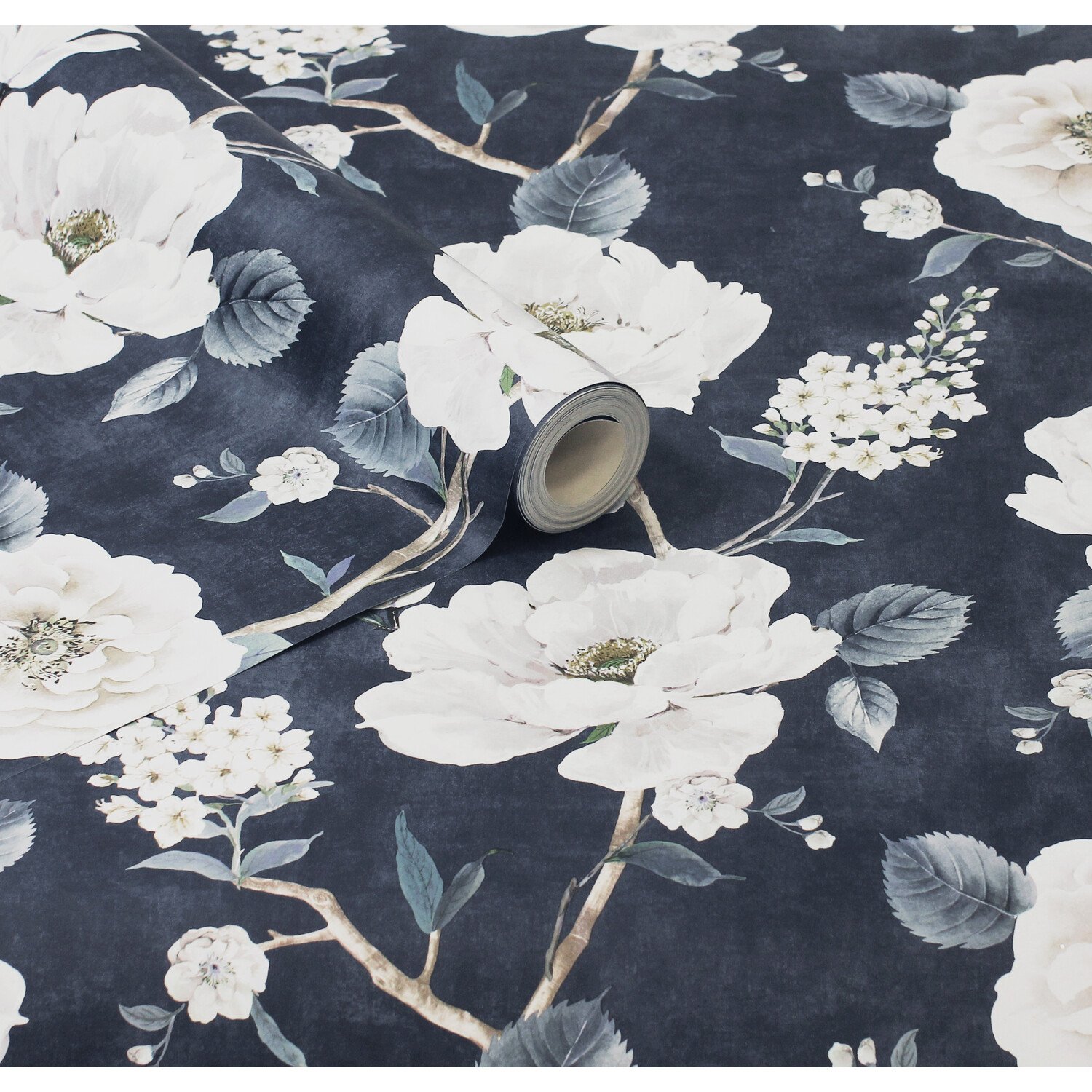 Ashley Floral Wallpaper - Navy Image 3