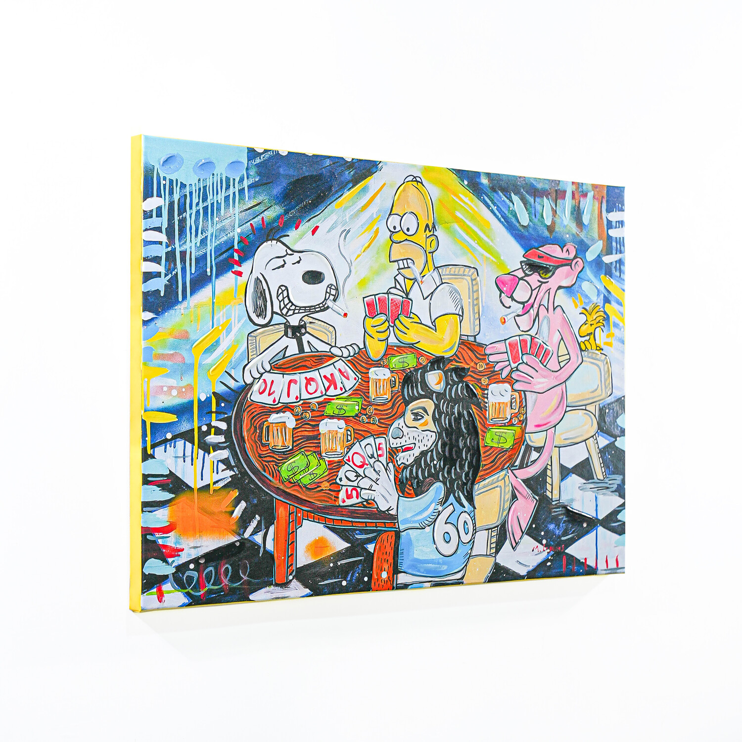 M Lagunas Iconic Poker Hand Painted Canvas Blue Image 2