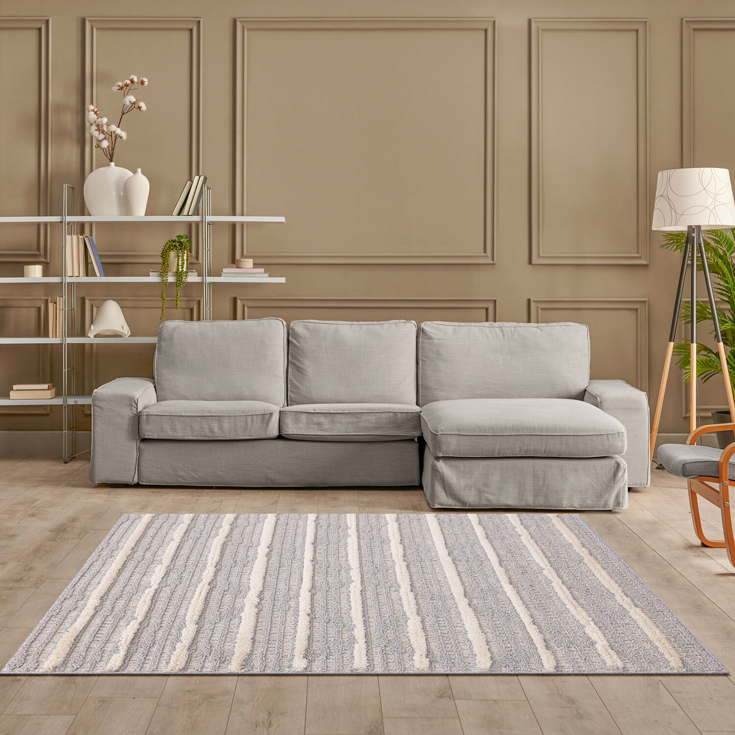 Vienna Stripe Rug - Grey / 160cm Image 2