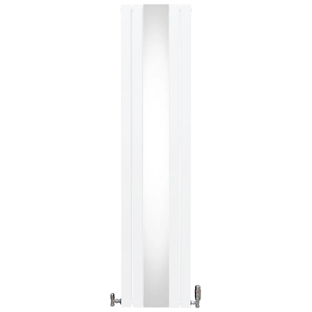 Monster Shop 6012BTU White Flat Panel Mirror Radiator with Valves 1800 x 425mm Image 1