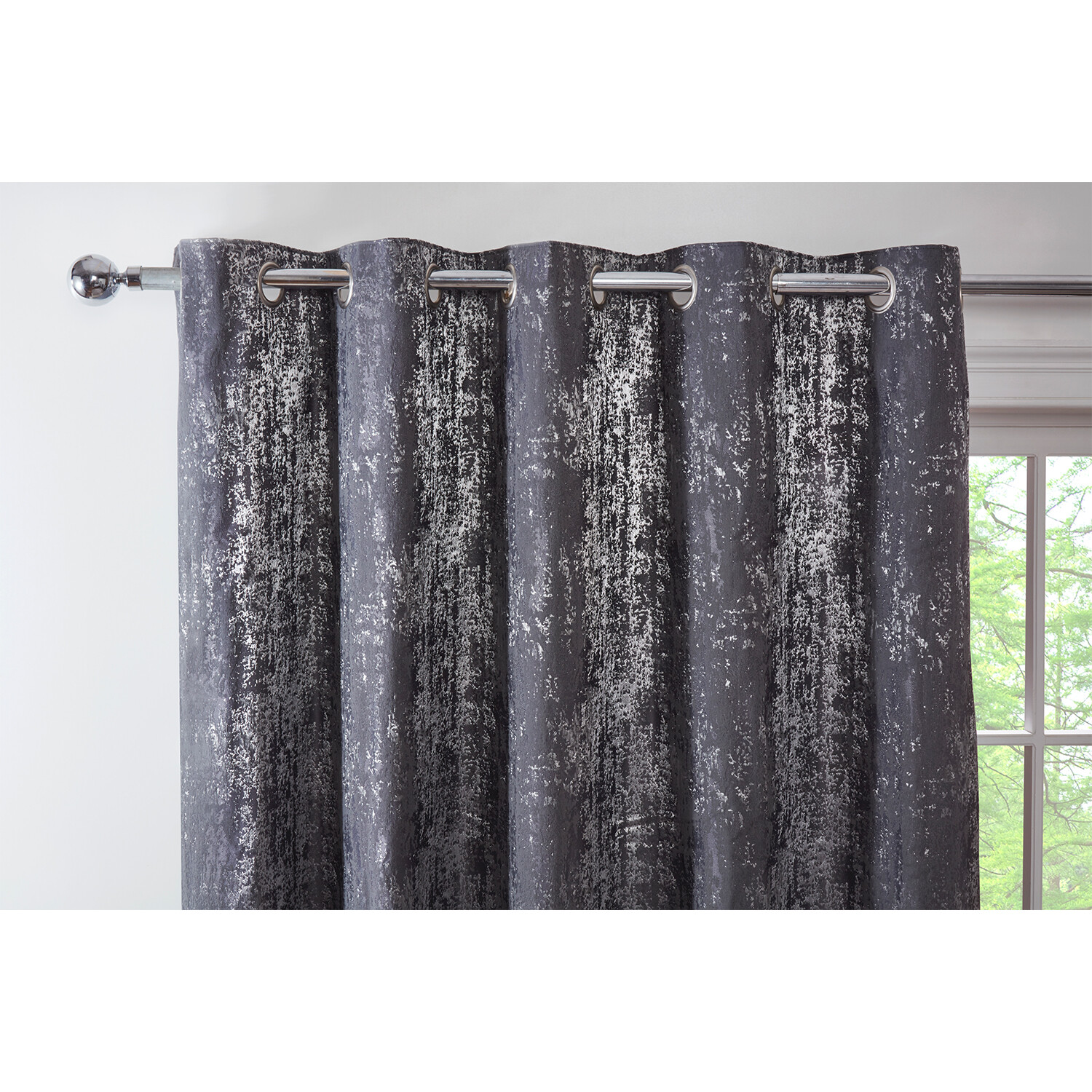 Divante Agadir Charcoal Jacquard Eyelet Curtain 168 x 229cm Image 3