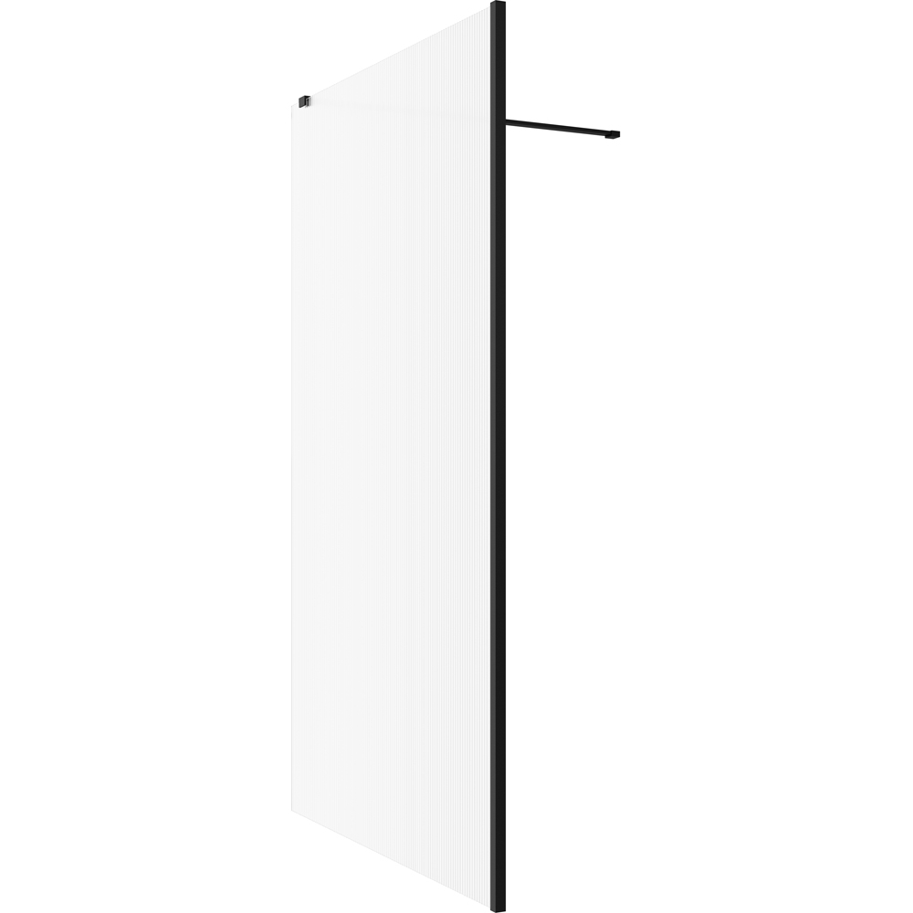 Bathstore Nero Fluted Glass Wetroom Shower Panel with Matt Black Profile and Front Arm 1200mm Image 3
