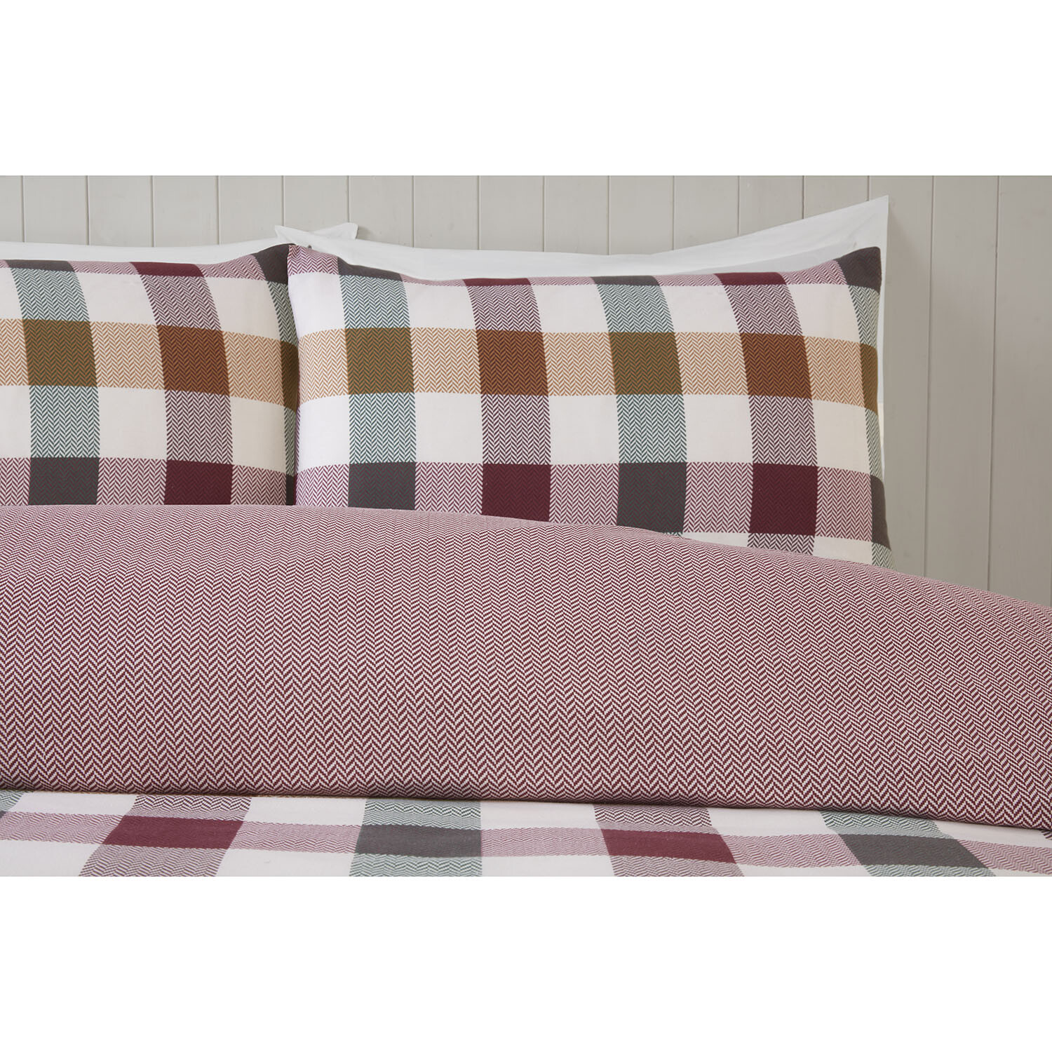 Skye Check Duvet Set - Burgundy / Double Image 3