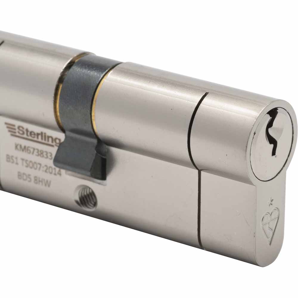 Wilko 40 x 40mm Satin Nickel Euro Profile Double 1 Star Cylinder Door Lock Image 4