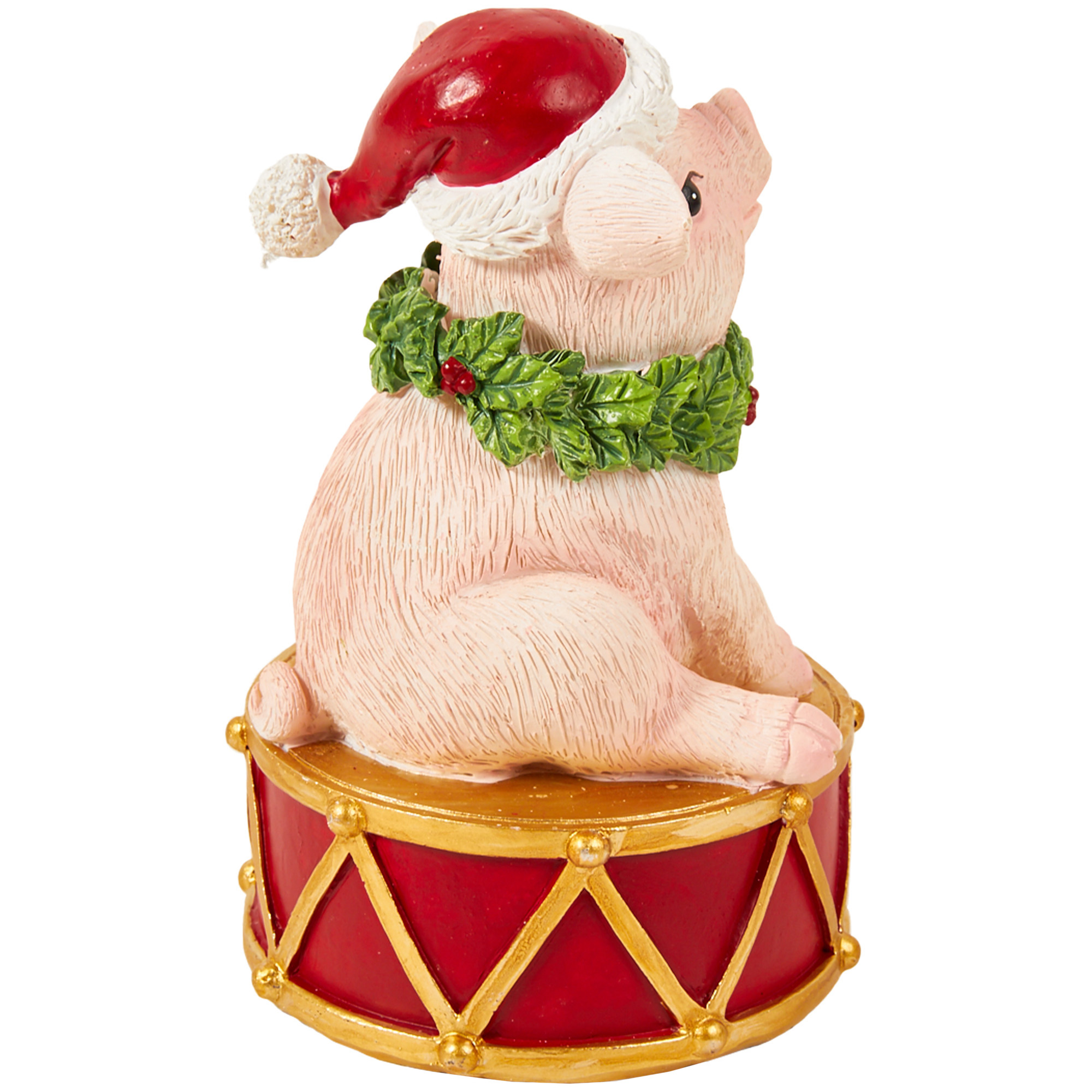 Christmas Pig Sat On A Drum - Pink Image 3