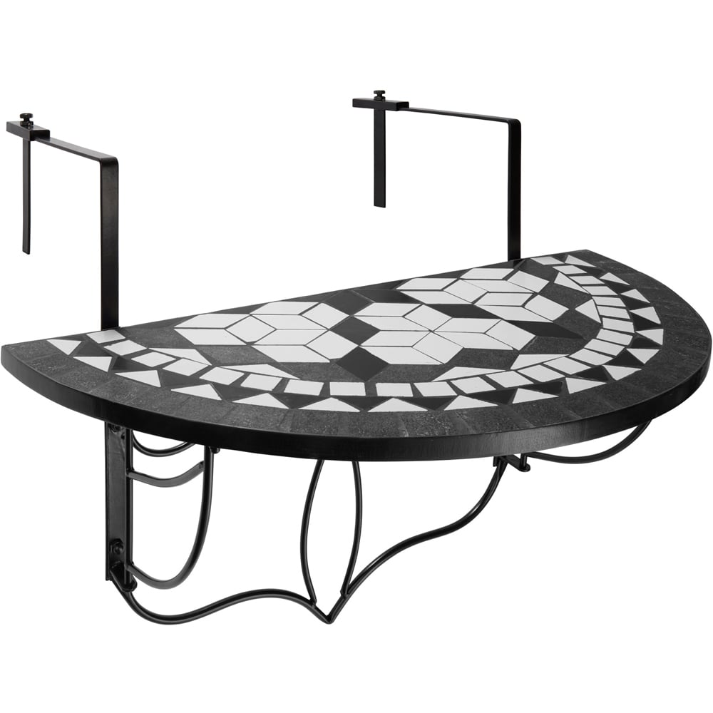 tectake Mosaic Black and White Hanging Table with pattern Image 2
