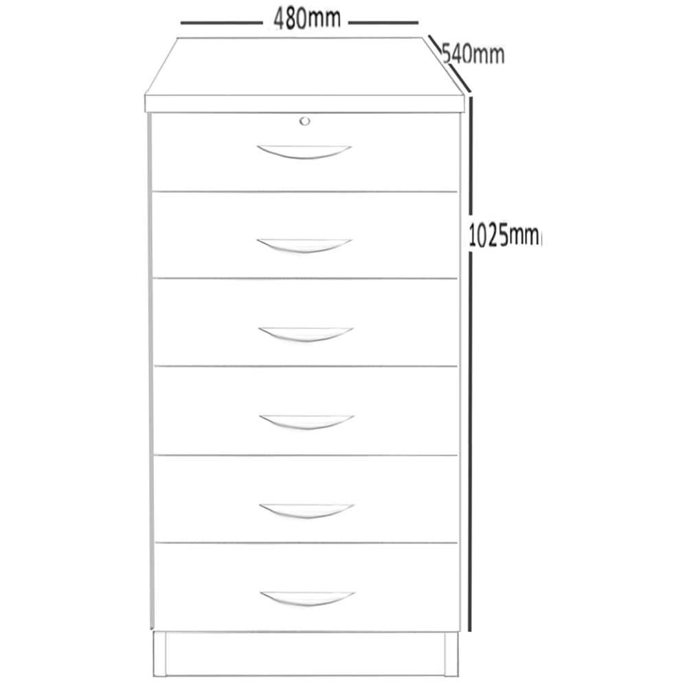 R White Cabinets 6 Drawer White Chest of Drawers Image 5