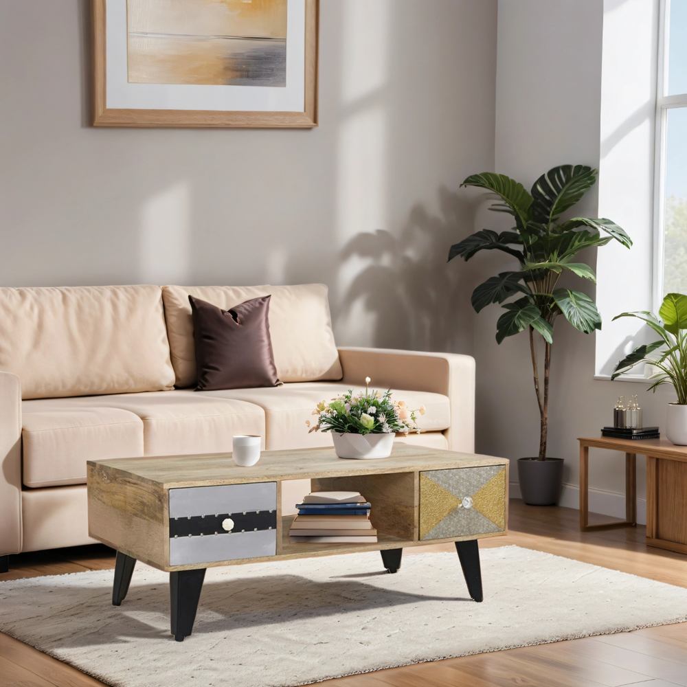 Brooklyn Monaco 2 Drawer Single Shelf Coffee Table Image 4