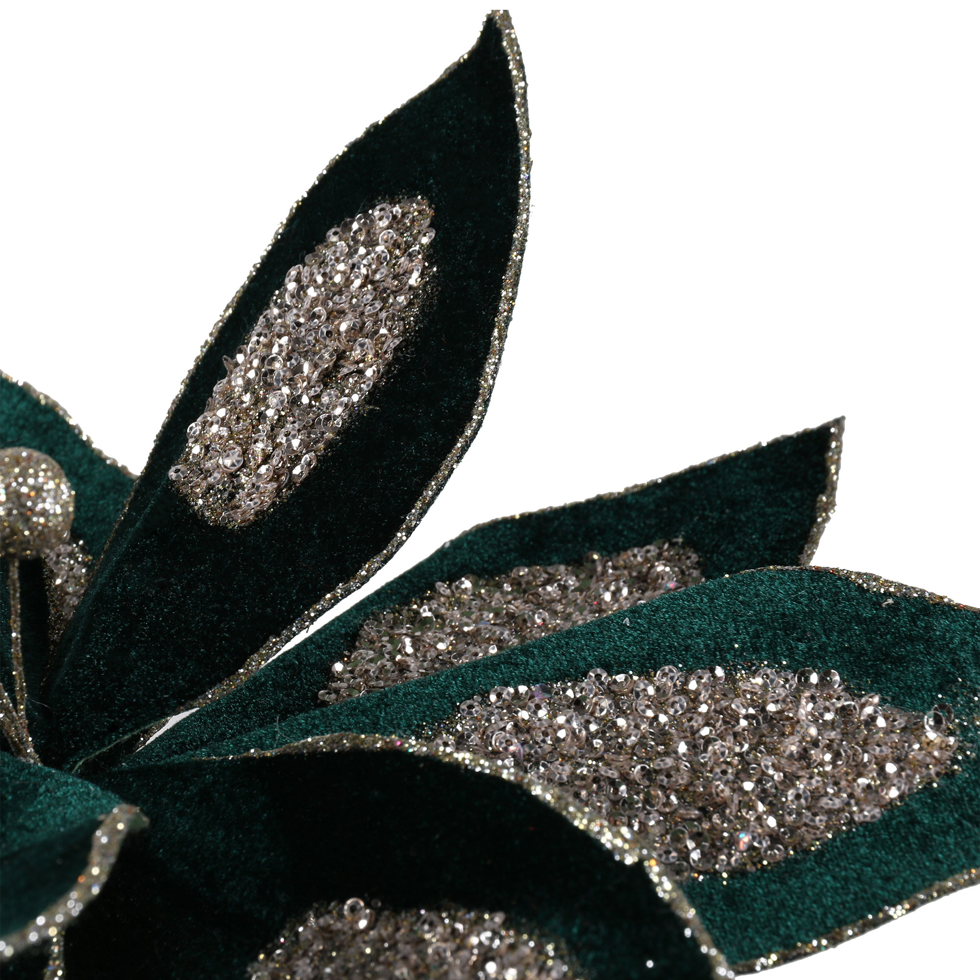 Emerald Glitter Flower Clip - Green Image 1