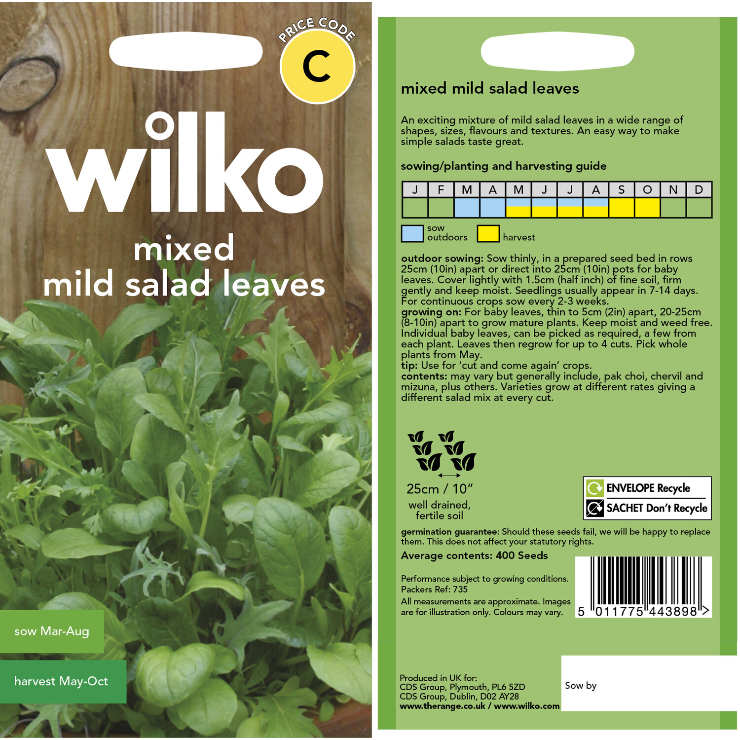 Wilko Mixed Mild Salad Leaves Seeds Image 3
