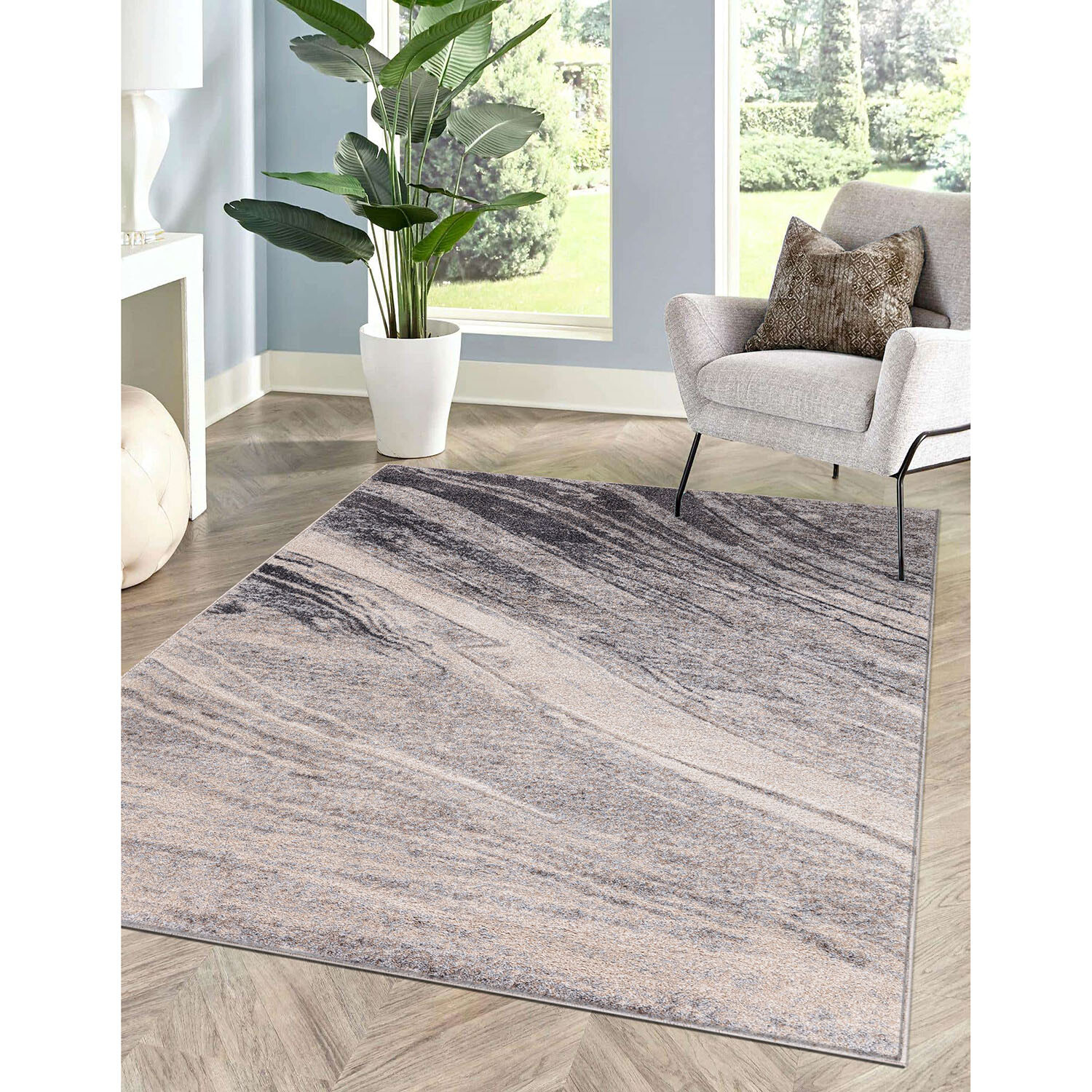 Milano Slate Rug - Grey / 160cm | Homebase