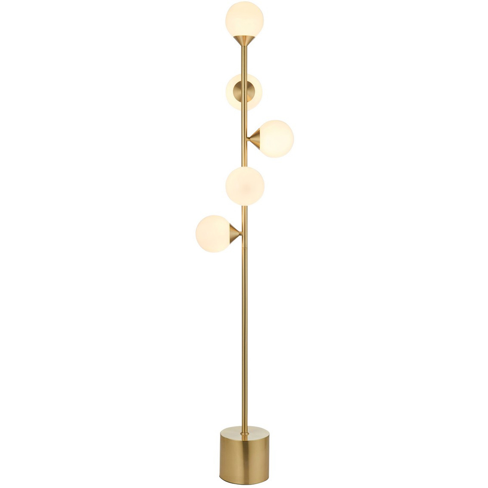 Merano Grosseto Satin Brass Plate Gloss White Glass Multi Arm Floor Lamp Image 3