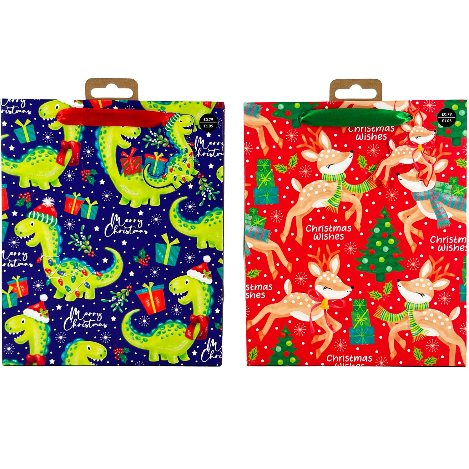 Festive Dinosaur or Reindeer Kids Gift Bag Small Image 2
