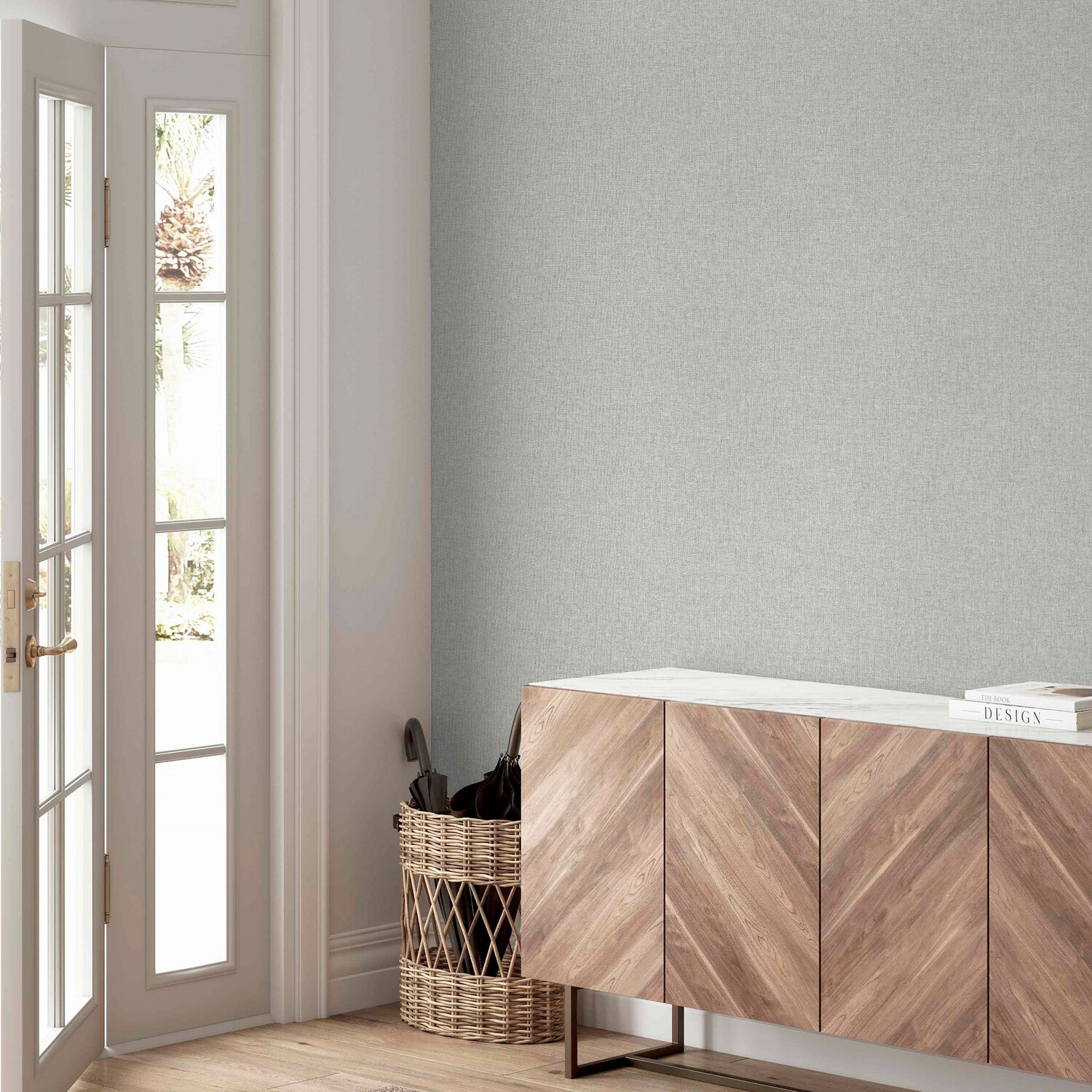 Linen Textured Wallpaper - Light Grey Image 5