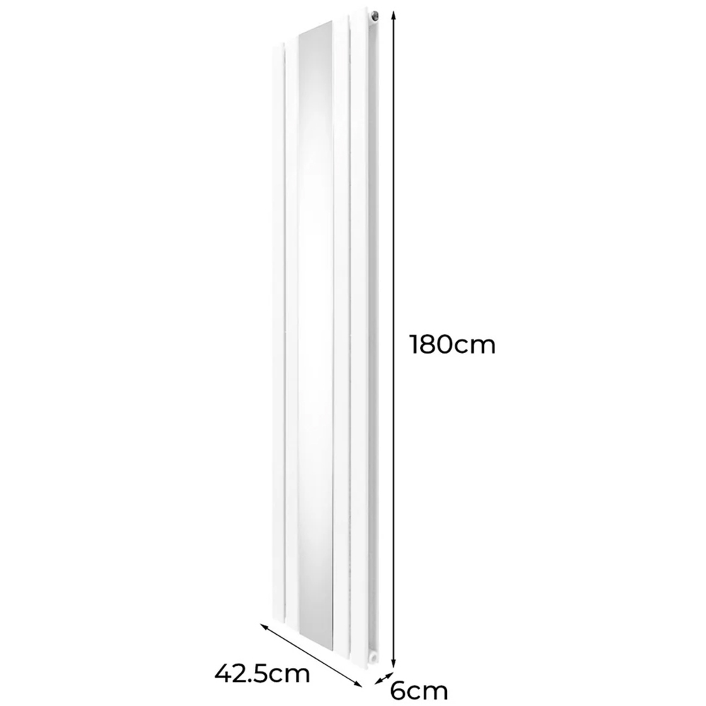 Monster Shop 6012BTU White Flat Panel Mirror Radiator with Valves 1800 x 425mm Image 6