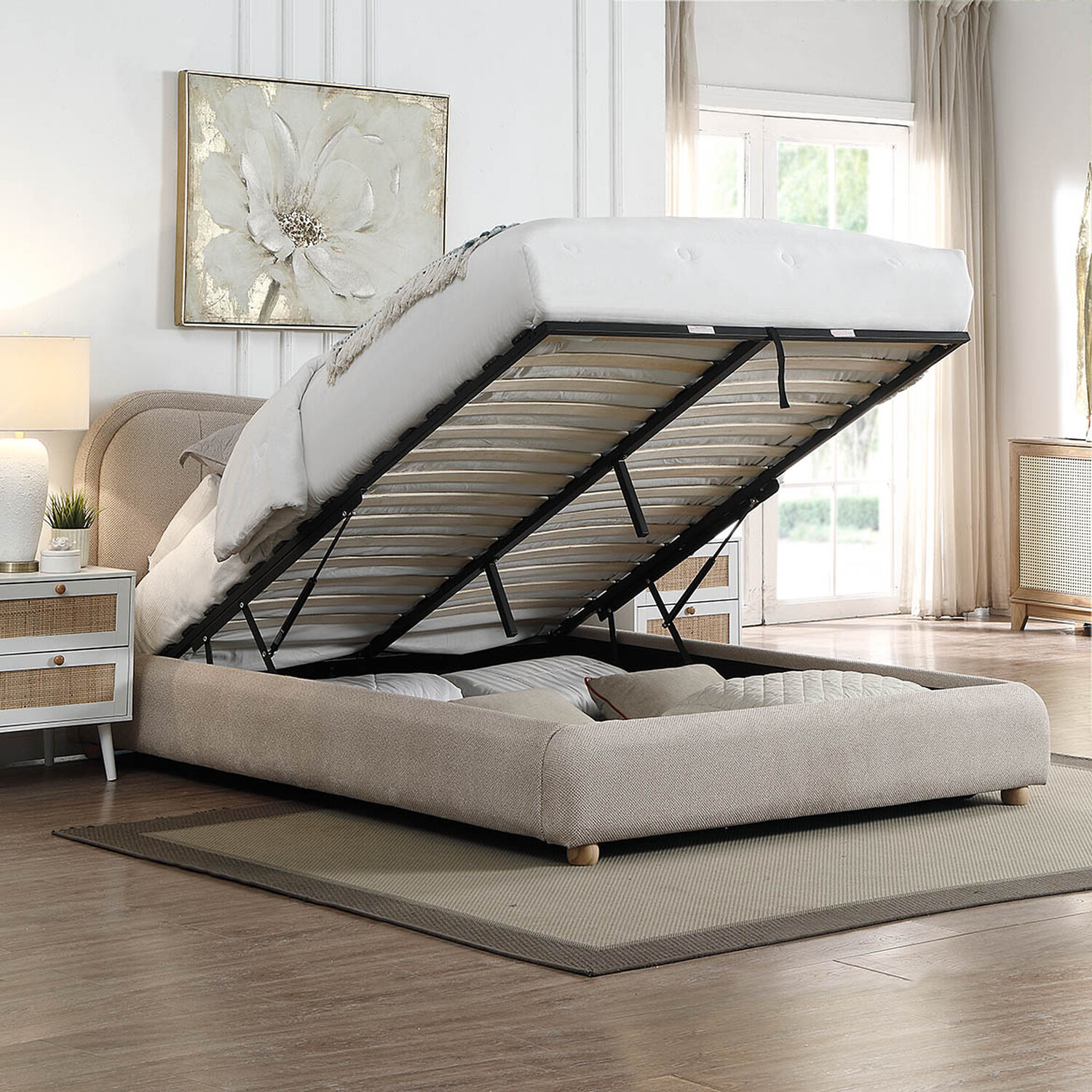 Sienna Ottoman Bed Taupe King Image 3