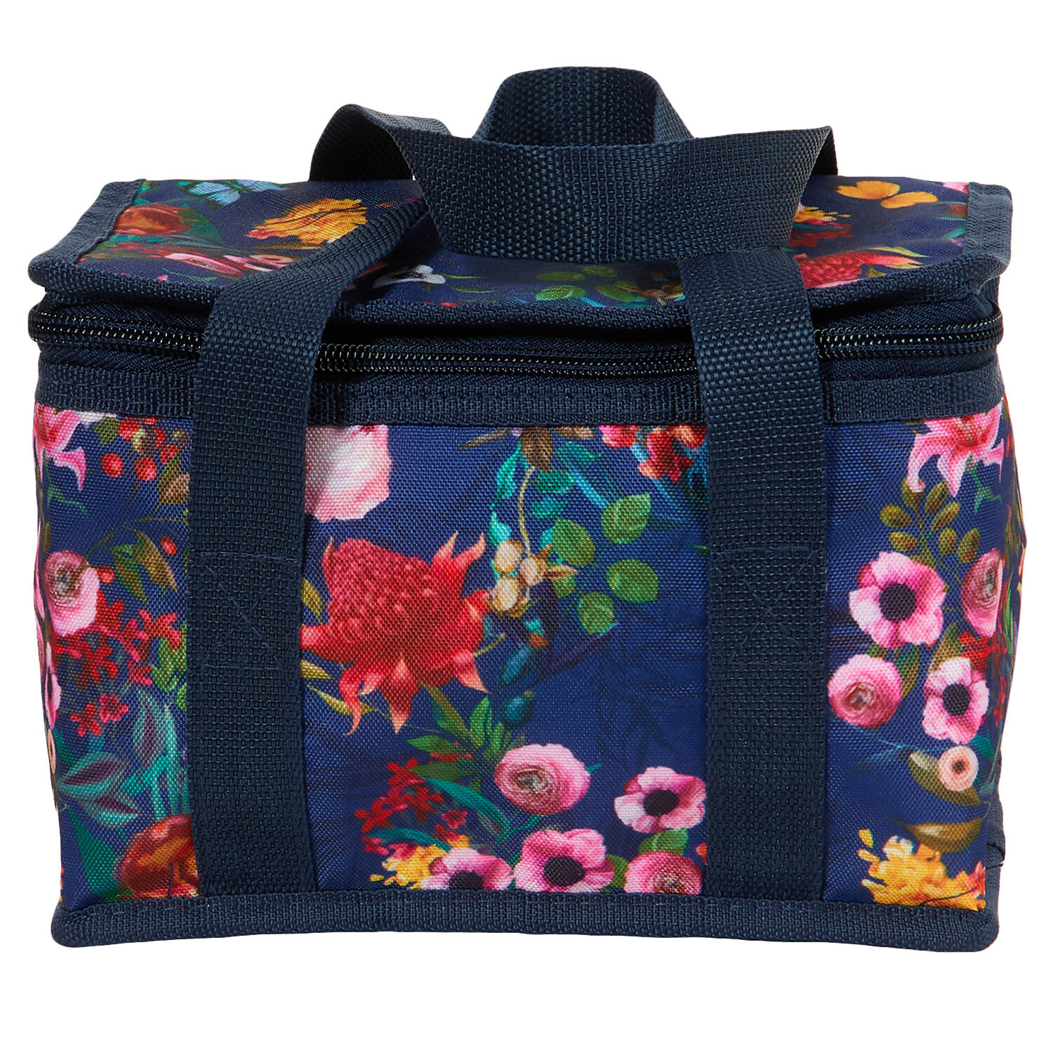 Light or Dark Floral Insulated Lunch Bag - White or Navy Image 5