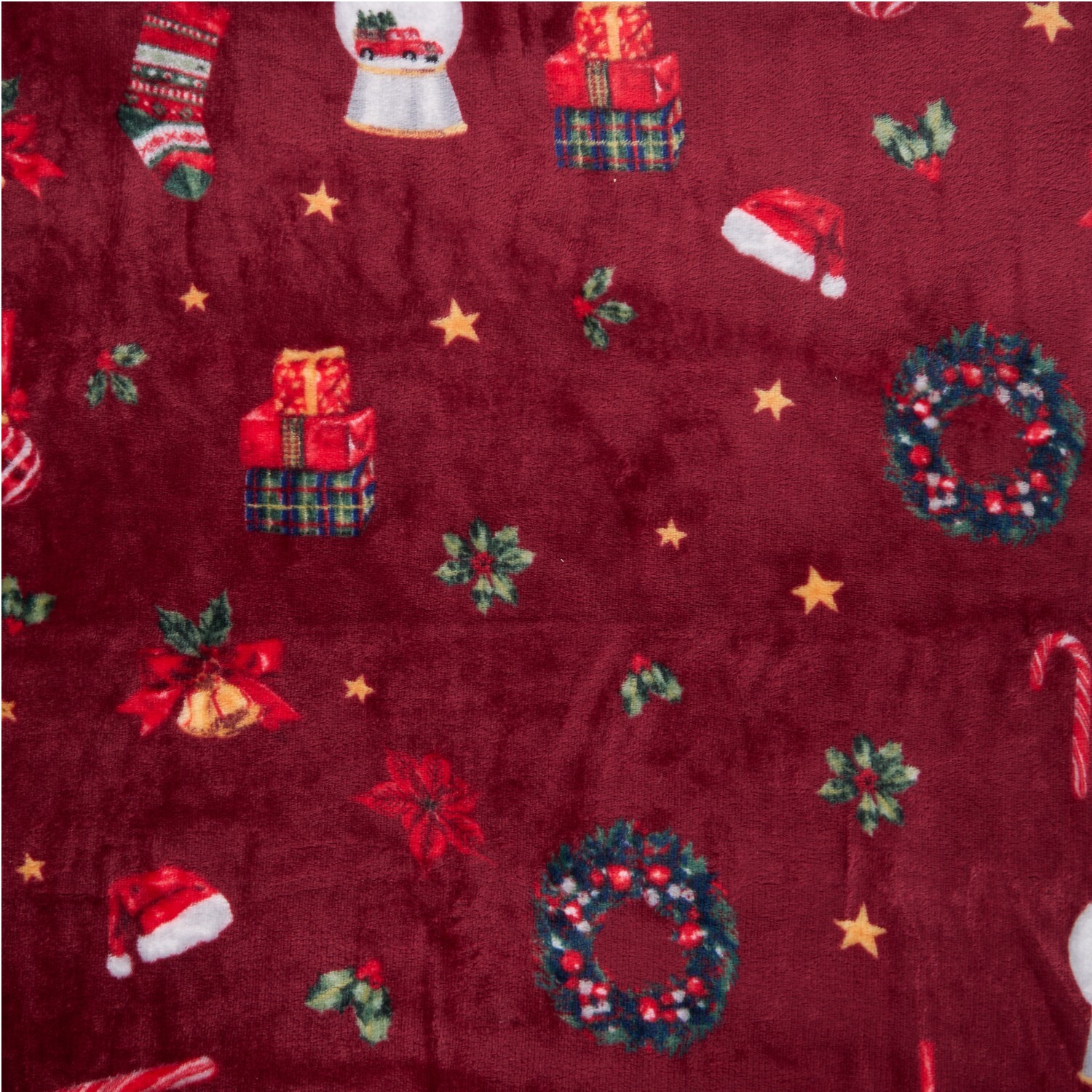 Festive Santa Fleece Throw Red Image 3