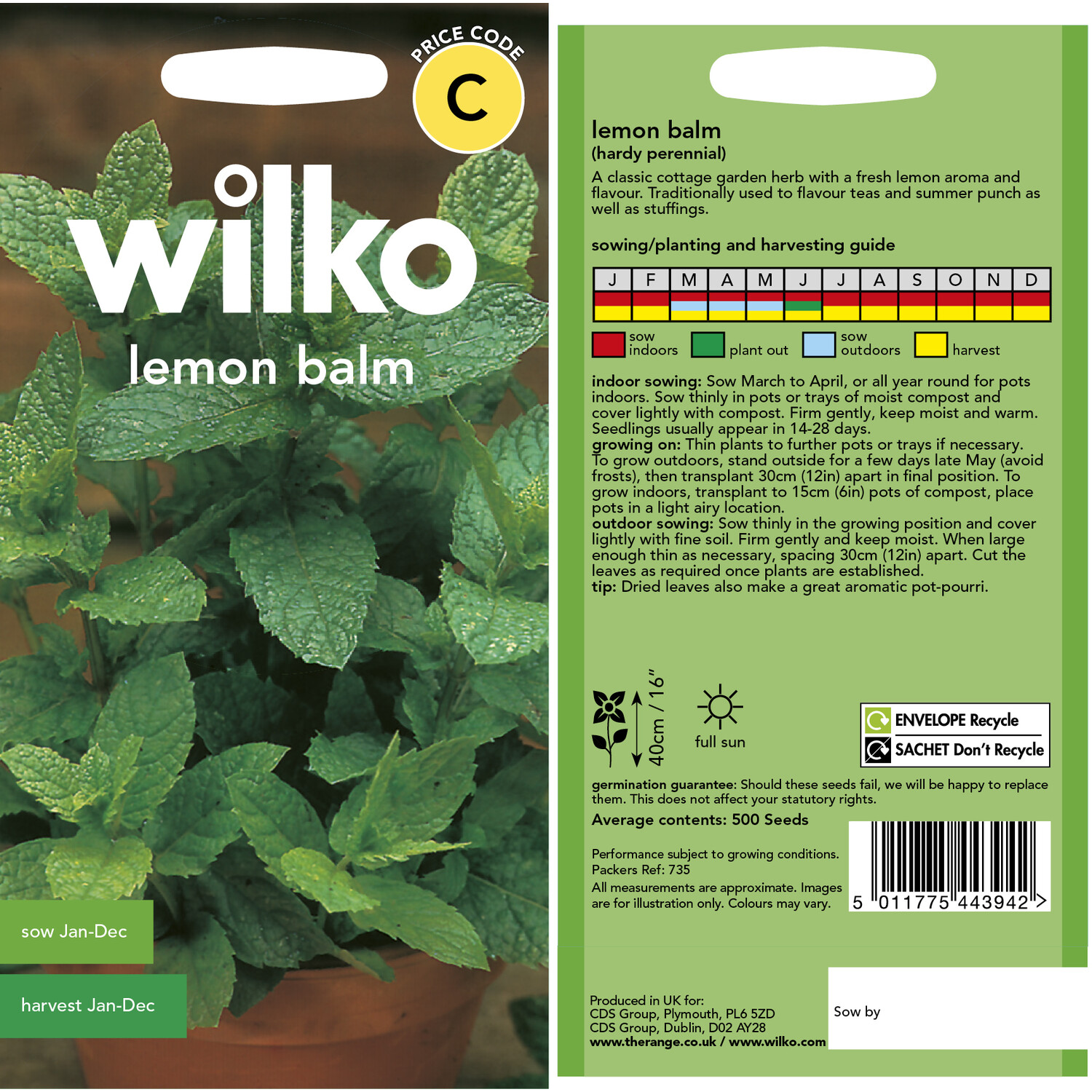 Wilko Lemon Balm Seeds Image 3