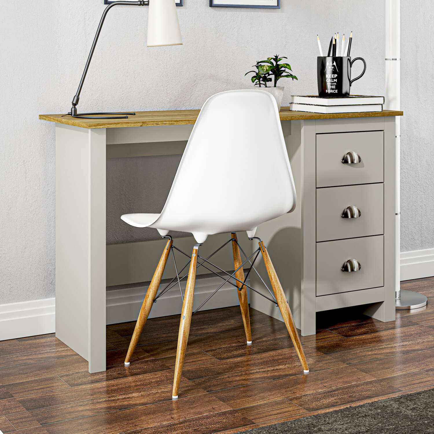 Lexington 3 Drawer Grey Desk Image 4