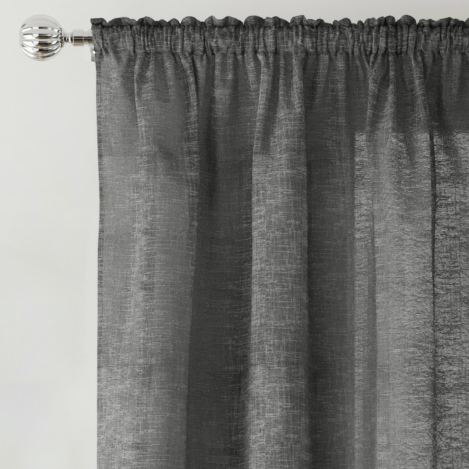 Rhodes Voile Panel Curtain - Charcoal / 229cm Image 2